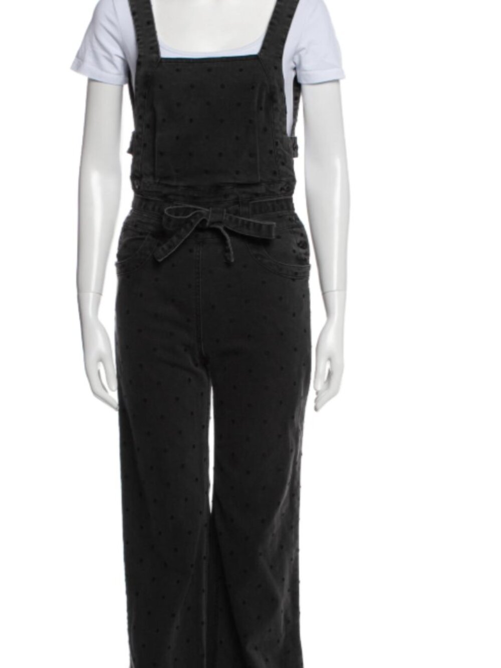 Rare Ulla Johnson Black Denim Polka Dot Jumpsuit / Overalls Size 0